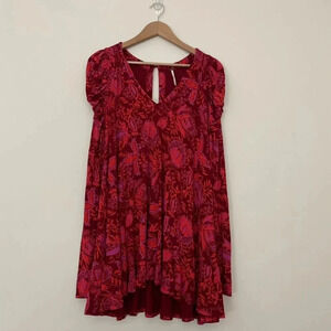 Free People Hello Lover Tunic Top in Scarlett Combo Size Small